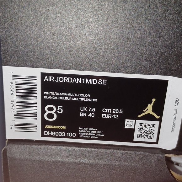 Nike Air Jordan 1 Mid "Diamond" Iridescent Sneakers Shoes - Picture 9 of 13